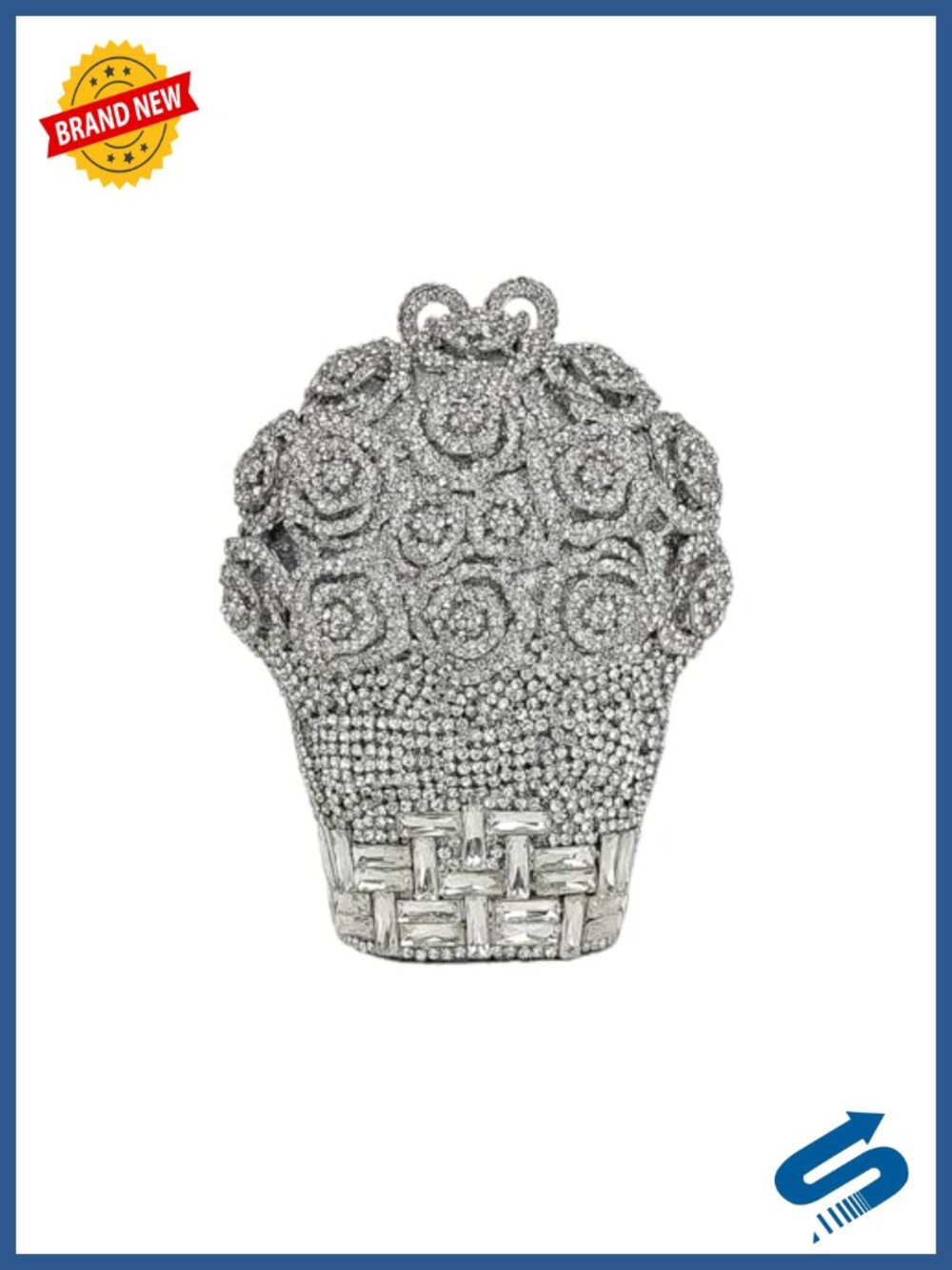 Rhinestone Clutch Rose Bouquet Crystal Evening Bag Floral Formal Bridal Party
